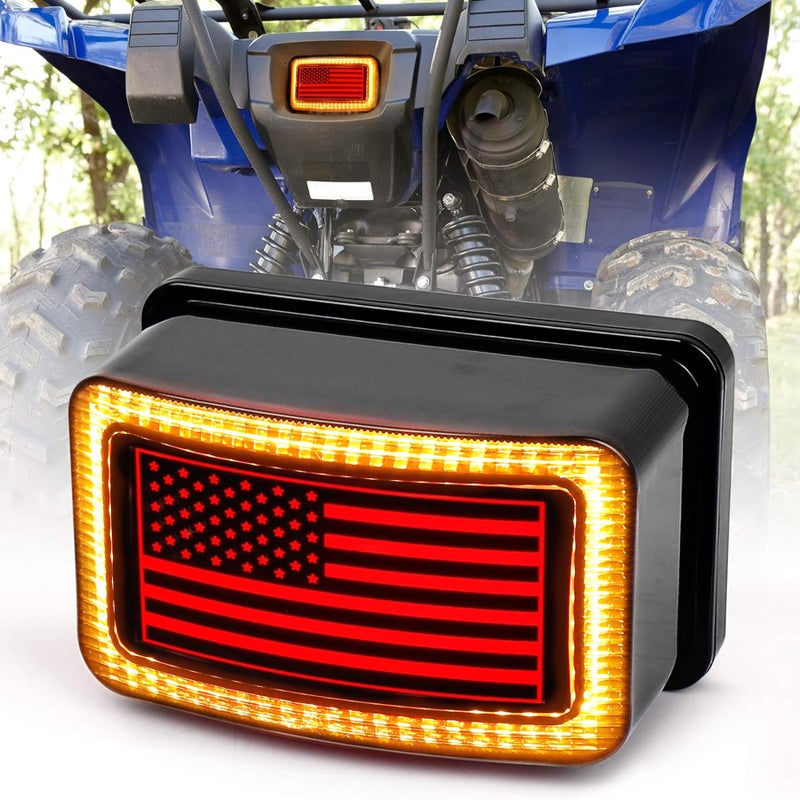 MOVOTOR ATV Tail Light with DRL US Flag Design Brake Light Smoke Lens for ATV UTV Yamaha Grizzly Viking Rhino Big Bear Kodiak Bruin Wolverin Bear Tracker - Image 1